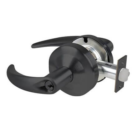 Schlage Omega Door Handle, Mechanical Door Locks, ND Series, Keyed, Single Cylinder Function, Entrance/Office Lock, Flat Black Finish