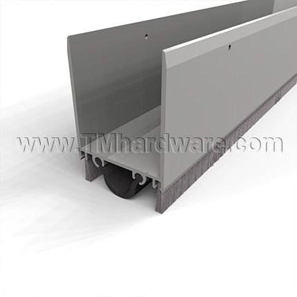 NGP 92NWH Door Shoe Sweep, U Shaped Aluminum with 2" Kickplate and .75" Neoprene and Nylon Brush Seals
