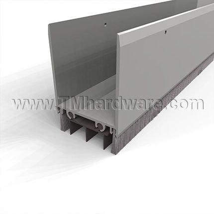 NGP 92TWH Door Shoe Sweep, U Shaped Aluminum with 2" Kickplate and a .6875"  Nylon Brush and Thermoplastic Triple Fin Seal