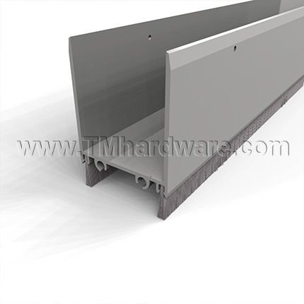 NGP 92WH Door Shoe Sweep, U Shaped Aluminum with 2" Kickplate and a .6875"  Nylon Brush Seal