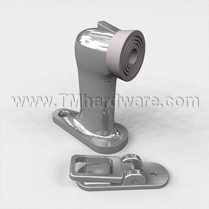 Rockwood 485 Heavy Duty Cast Brass Floor Mounted Door Stop With Keeper, 3" Height