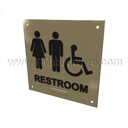 Rockwood #BF689, ADA Tactile Sign with Braille, Unisex and Handicap Accessible Restroom