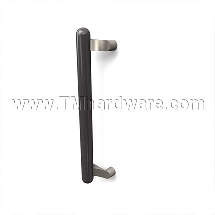 Rockwood NoirTek RM3934 - RM3954 Offset Pull - Black Anodized with Contrasting Posts - Round Ends, up to 7FT OA