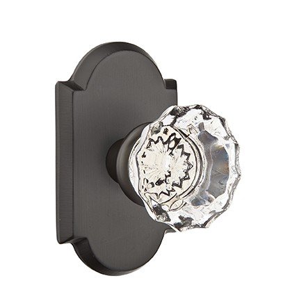 Emtek Astoria Glass Knob, Sandcast Bronze Door Knob, Passage, #1 Rosette, Flat Black Bronze (FB)