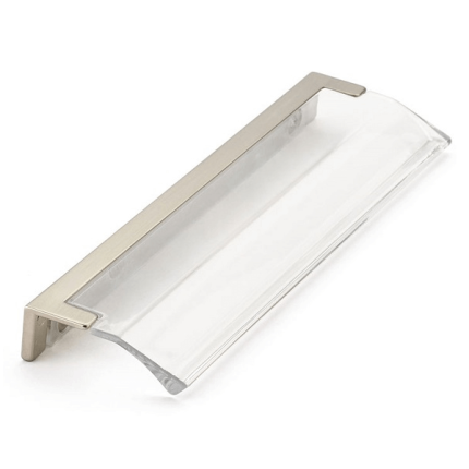 Positano Long Edge Pull- Satin Nickel, Clear