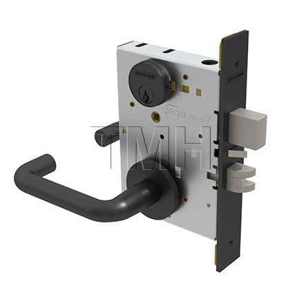 Schlage L Series, 03 Door Handle, Keyed, Double Cylinder, Non-Deadbolt, Apartment Entrance Lock , Flat Black Finish