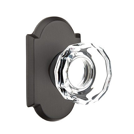 Emtek Lowell Glass Knob, Sandcast Bronze Door Knob, Passage, #1 Rosette, Flat Black Bronze (FB)
