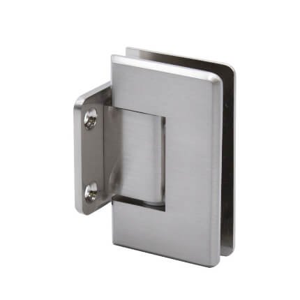 FHC Carolina Beveled Adjustable Wall Mount Hinge for Shower Doors - Short Back Plate, Satin Nickel (US15) Finished