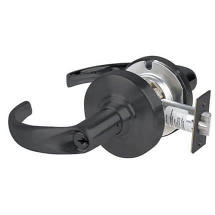 Schlage Sparta Door Handle, Mechanical Door Handle, ND Series, Keyed, Double Cylinder Function, Vestibule Lock, Flat Black Finish
