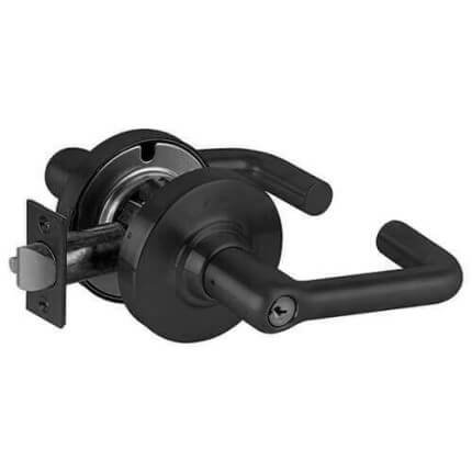 Schlage Tubular Door Handle, Vandlgard, ND Series, Vandlgard Entrance/Office Lock, Flat Black
