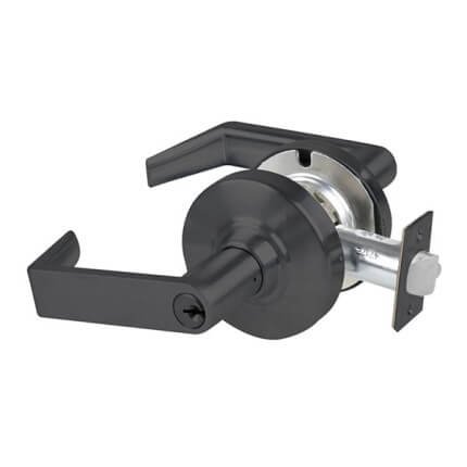 Schlage Rhodes Door Handle, Mechanical Door Locks, ND Series, Keyed, Double Cylinder Function, Vestibule Lock, Flat Black Finish
