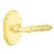 Emtek Ribbon & Reed Door Handle, Designer Brass, Passage, #8 Rosette, Polished Brass - Lifetime (US3) Finish